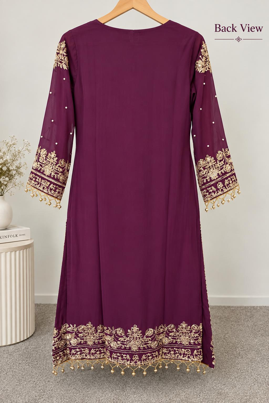 Zardozi Embellished Plum Kurta